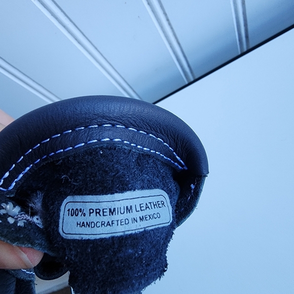 Coral Pear Genuine Premium Leather Classic Infant Moccasin Baby Navy Blue Sz 1 - Picture 5 of 6